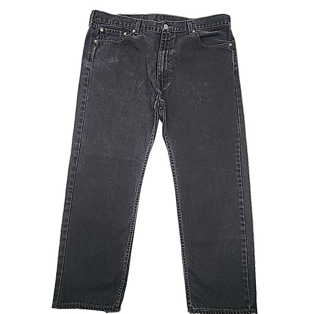 Levi's 505 Denim Jeans Black Wash Men Sz 42 x 30 Red Tab Cotton Regular Fit Zip